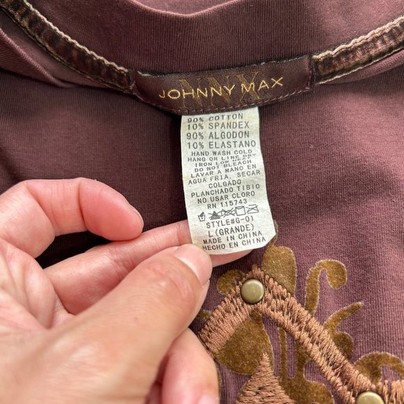 Johnny Max Mens Shirt Size Large Long Sleeve Christian Cross Faith Embroidered - Picture 11 of 12